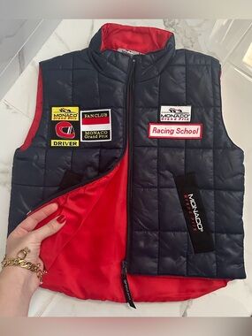Monaco Grand Prix Vest Jacket Boy Ferrari Fun Club Sport Red Navy Blue 5-6 Years